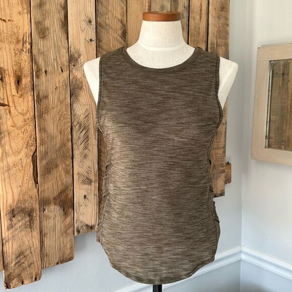 Lululemon Var City Muscle Tank Running Workout Heathered Olive Hip Length Size 4 - Picture 2 of 8